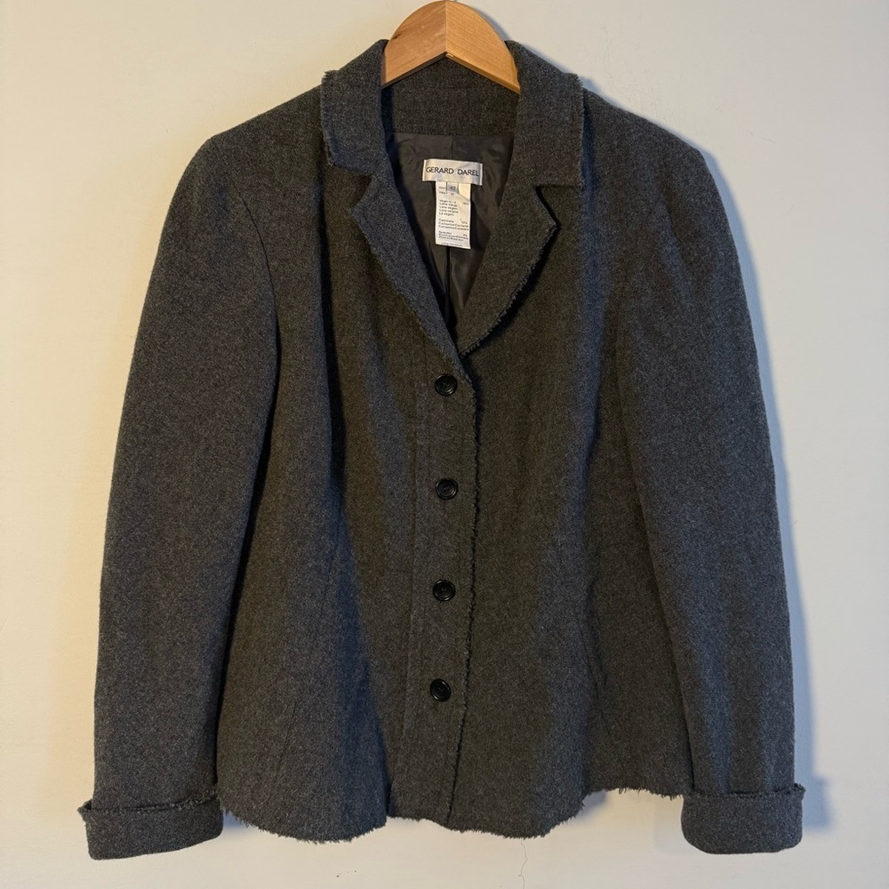 Dark Gray Wool/Cashmere Women's Blazer, Size 42 (10/12), Offers Welcome!